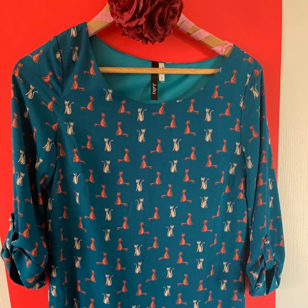 Cute Knee Length Dress with Cats